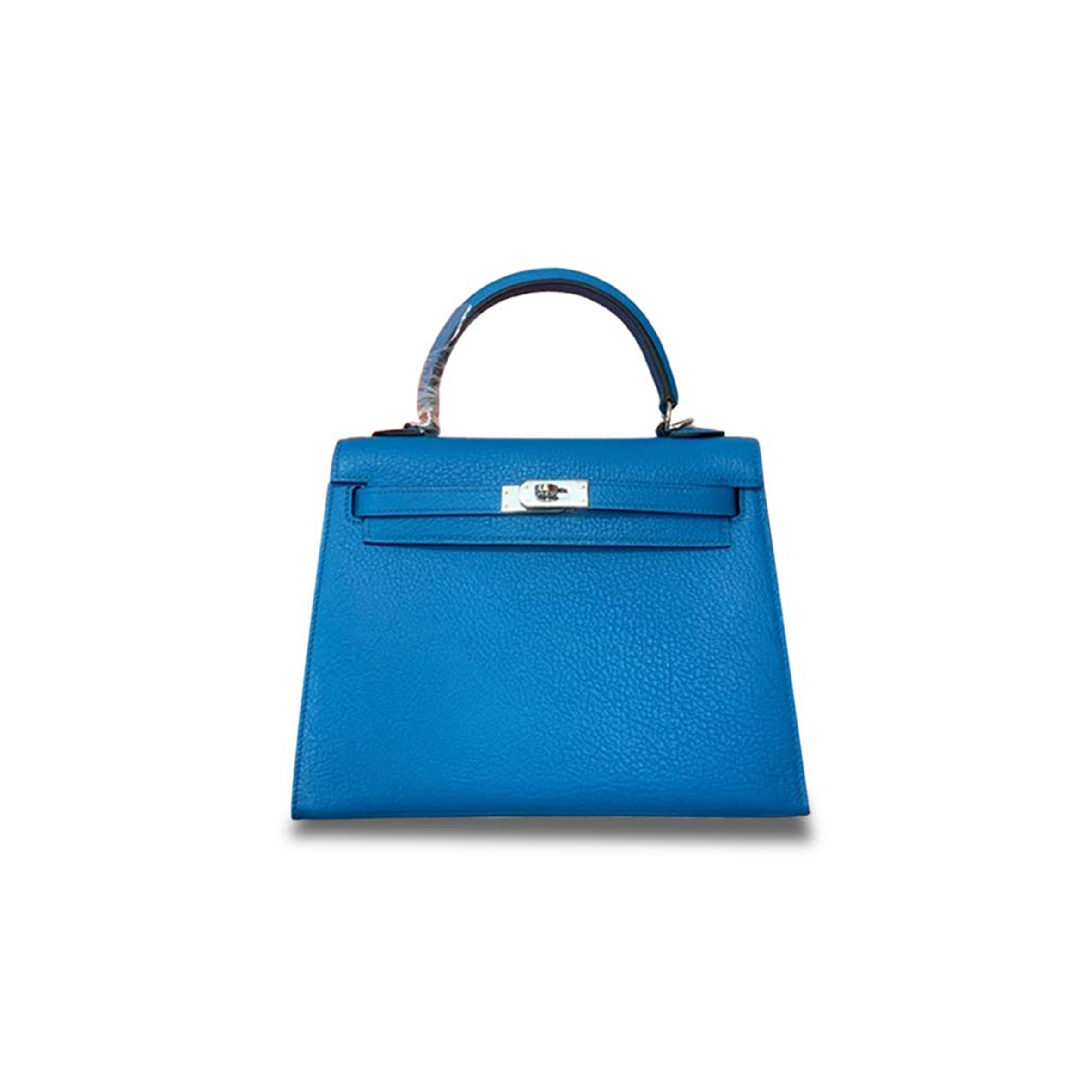 HERMÈS KELLY 25 GOAT LEATHER FLORIDA BLUE SILVER BUCKLE (25*17*7cm)